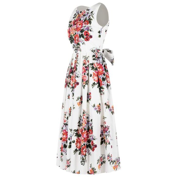 Dolce & Gabbana 'Fiori' White Cotton Dress Women - Picture 2 of 3